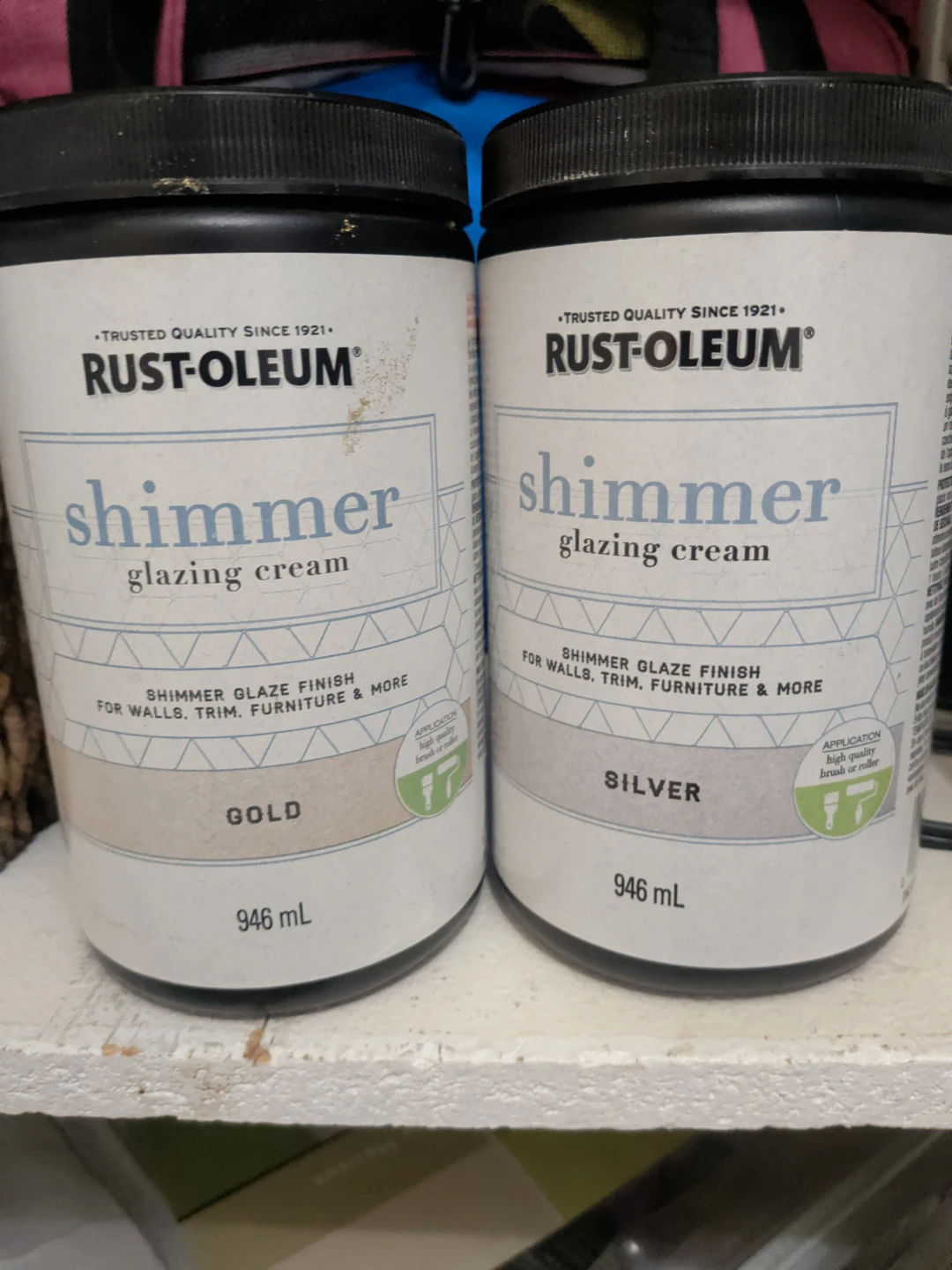 Rust-Oleum Shimmer Glazing Cream - Gold & Silver (946 mL each)