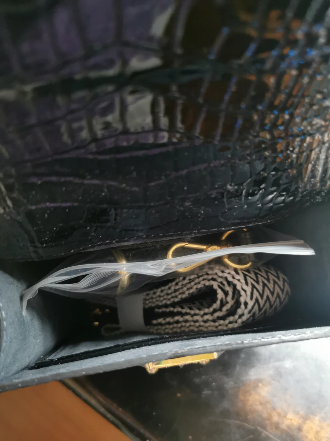 Tove Black Croc Embossed Clutch Wallet with Strap - photo 3