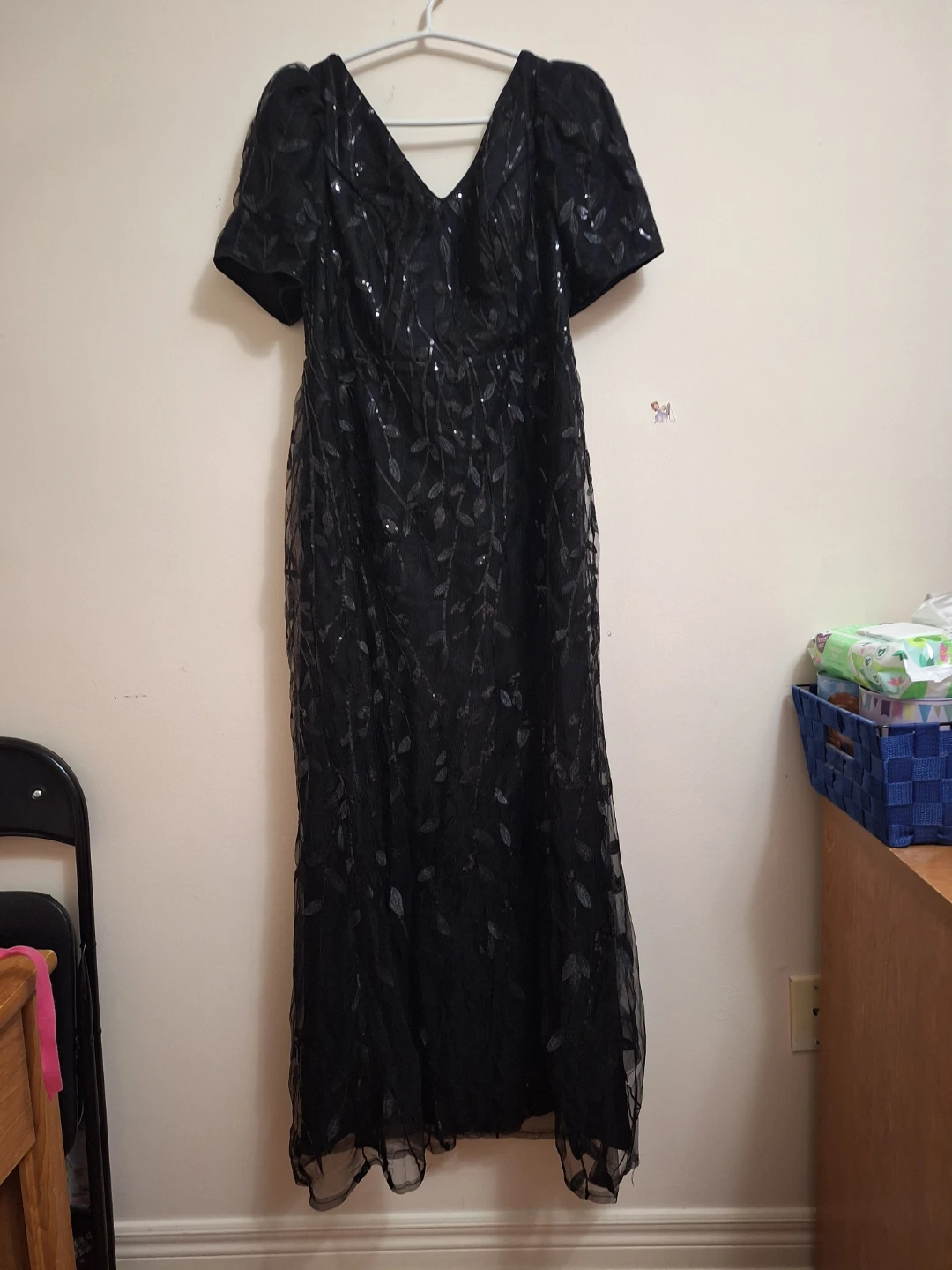 Black Sequin Leaf Pattern Dress - photo 3