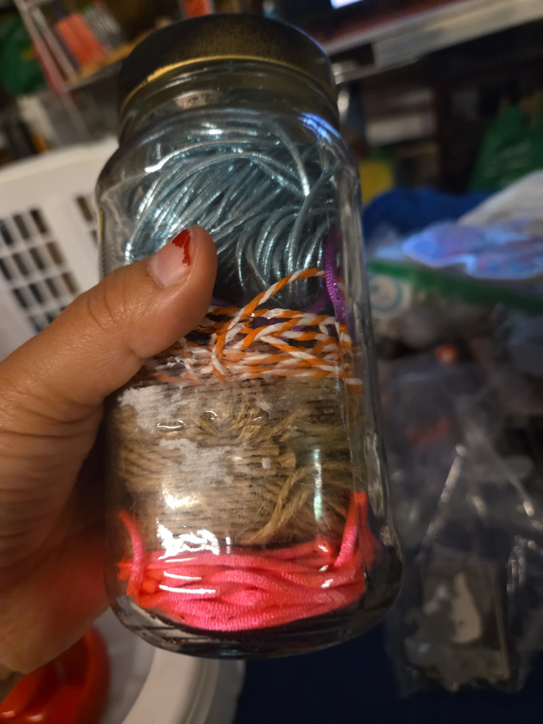 Jar of Crafting Cords and Twines