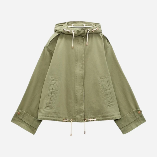 ZARA Hooded Jacket - Olive Green - XS - photo 4