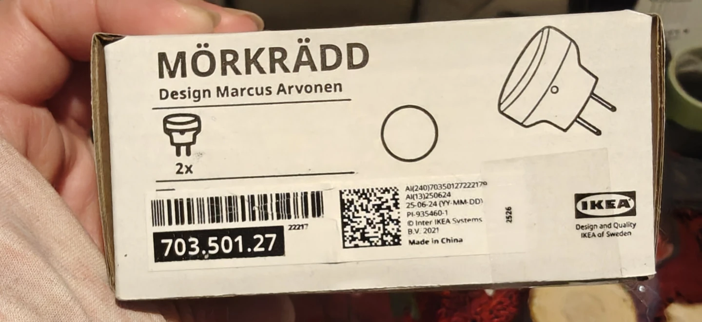 IKEA MÖRKRÄDD Plug Adapter 2-Pack
