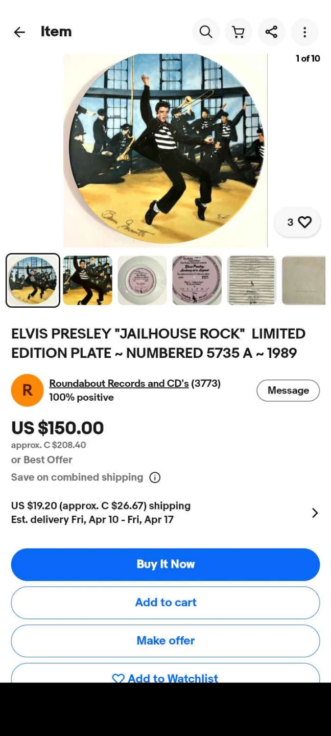 Elvis Presley "Jailhouse Rock" Limited Edition Plate - photo 5