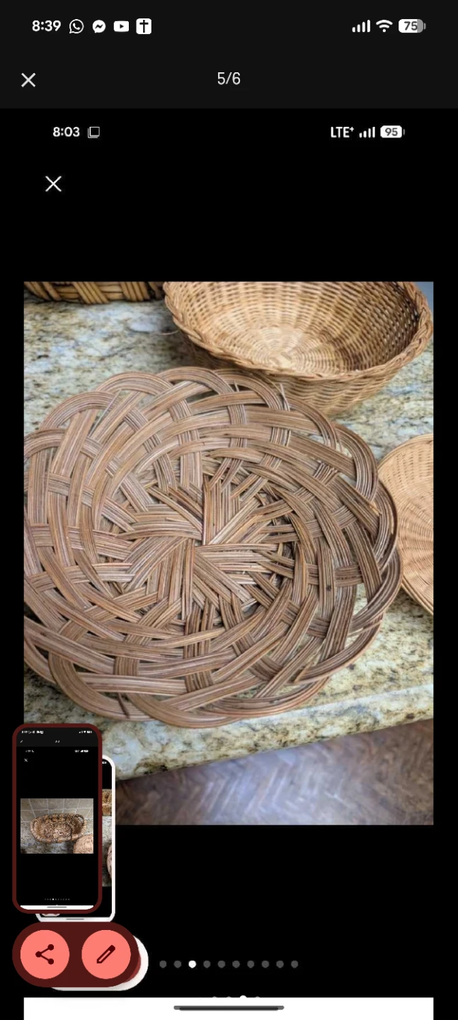 Set of 5 Assorted Wicker Baskets