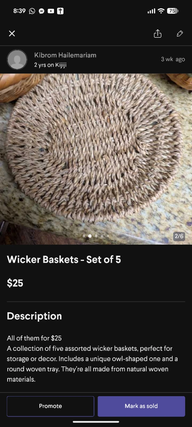 Set of 5 Assorted Wicker Baskets - photo 3