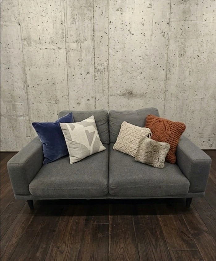 Grey Fabric Loveseat Sofa (free delivery)