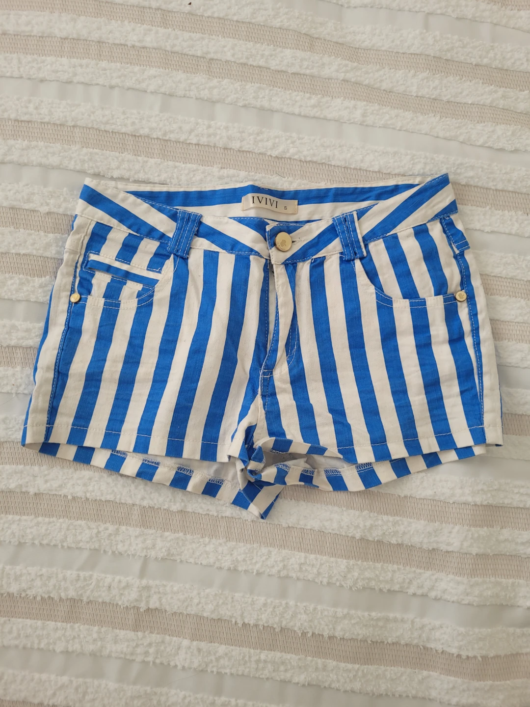 IVIVI Blue and White Striped Shorts