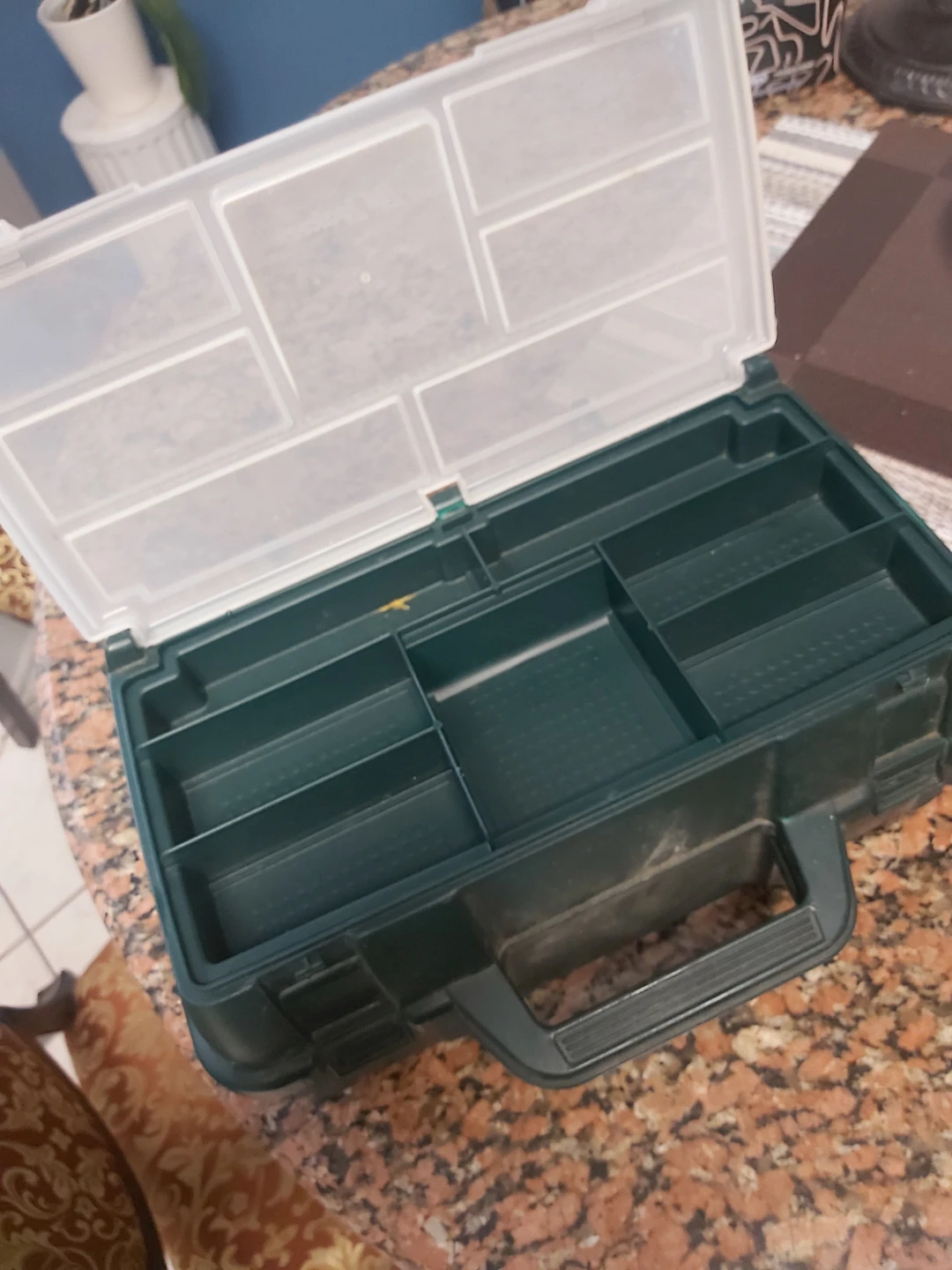 Green Plastic Tackle Box with Compartments