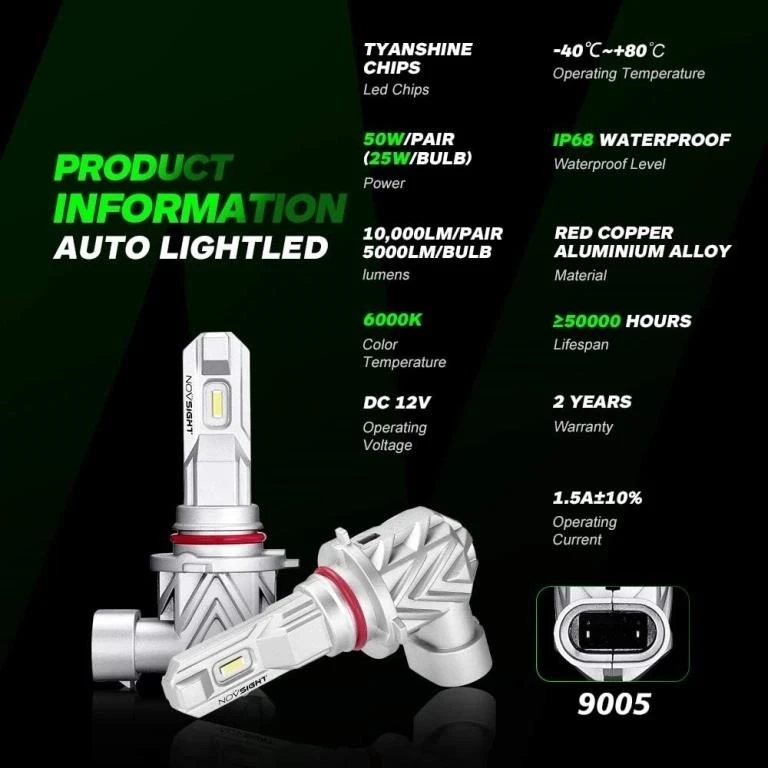 NOV SIGHT Auto Lighting LED Bulbs 9005 - photo 2