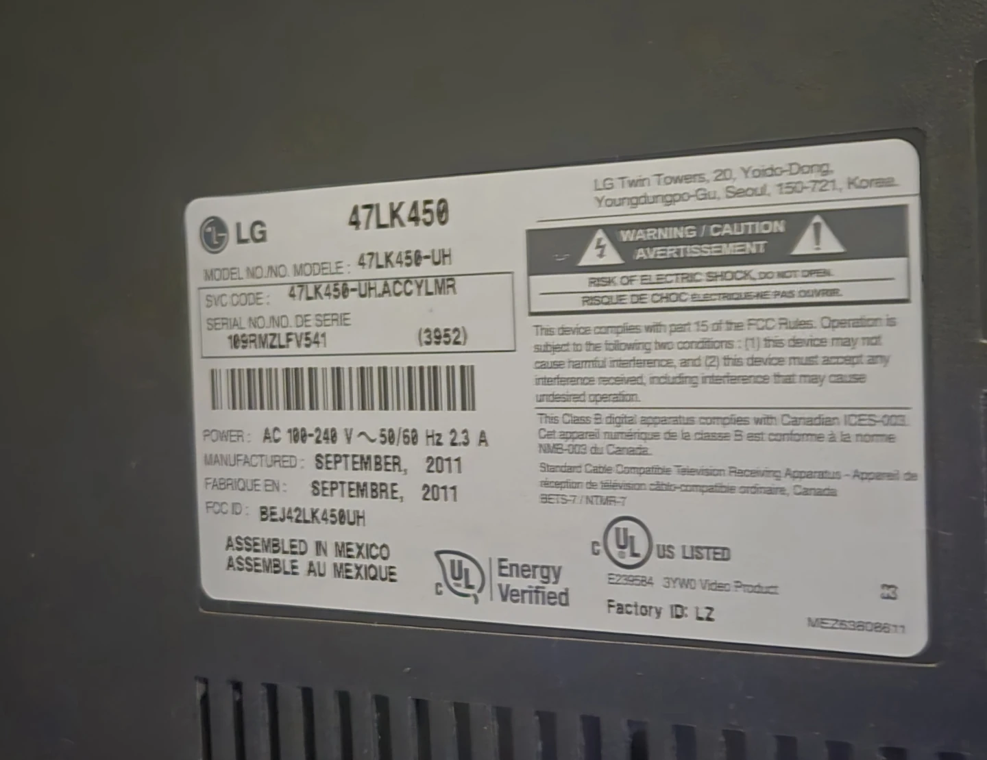 LG 47" 47LK450 HD Television - photo 2