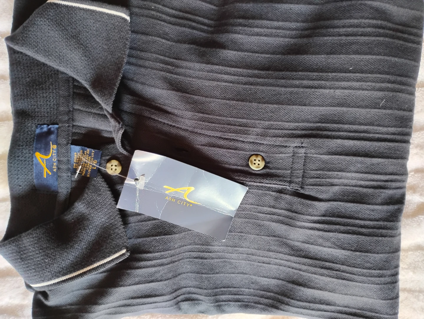 Ash City Men's Polo Shirt - L/G - Grey Ribbed Knit - photo 3