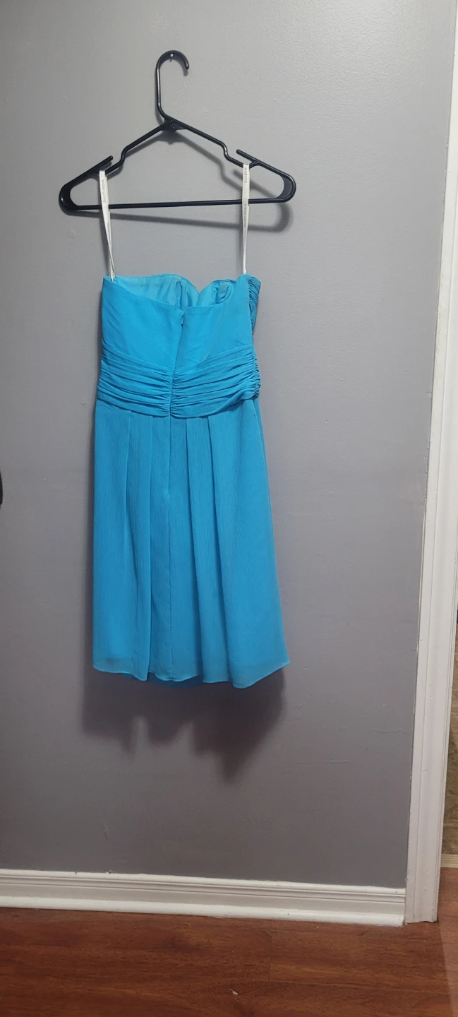 Blue Strapless Chiffon Party Dress - photo 4