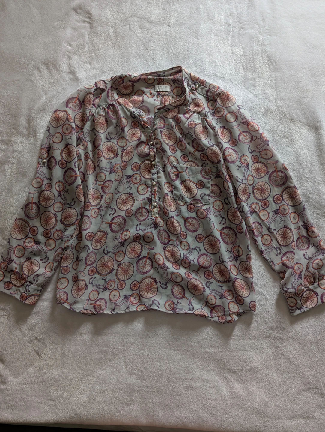 Lightweight Bicycle Print Blouse