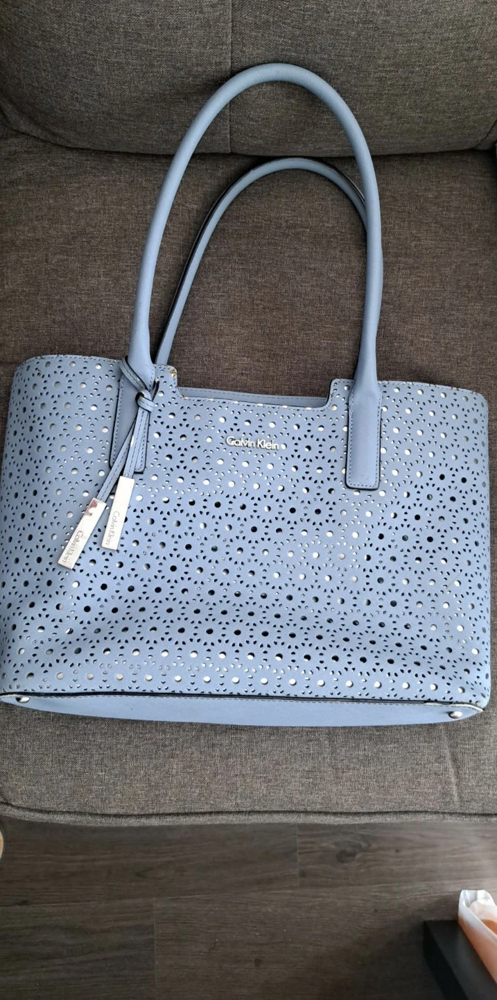 Calvin Klein Light Blue Perforated Tote Bag