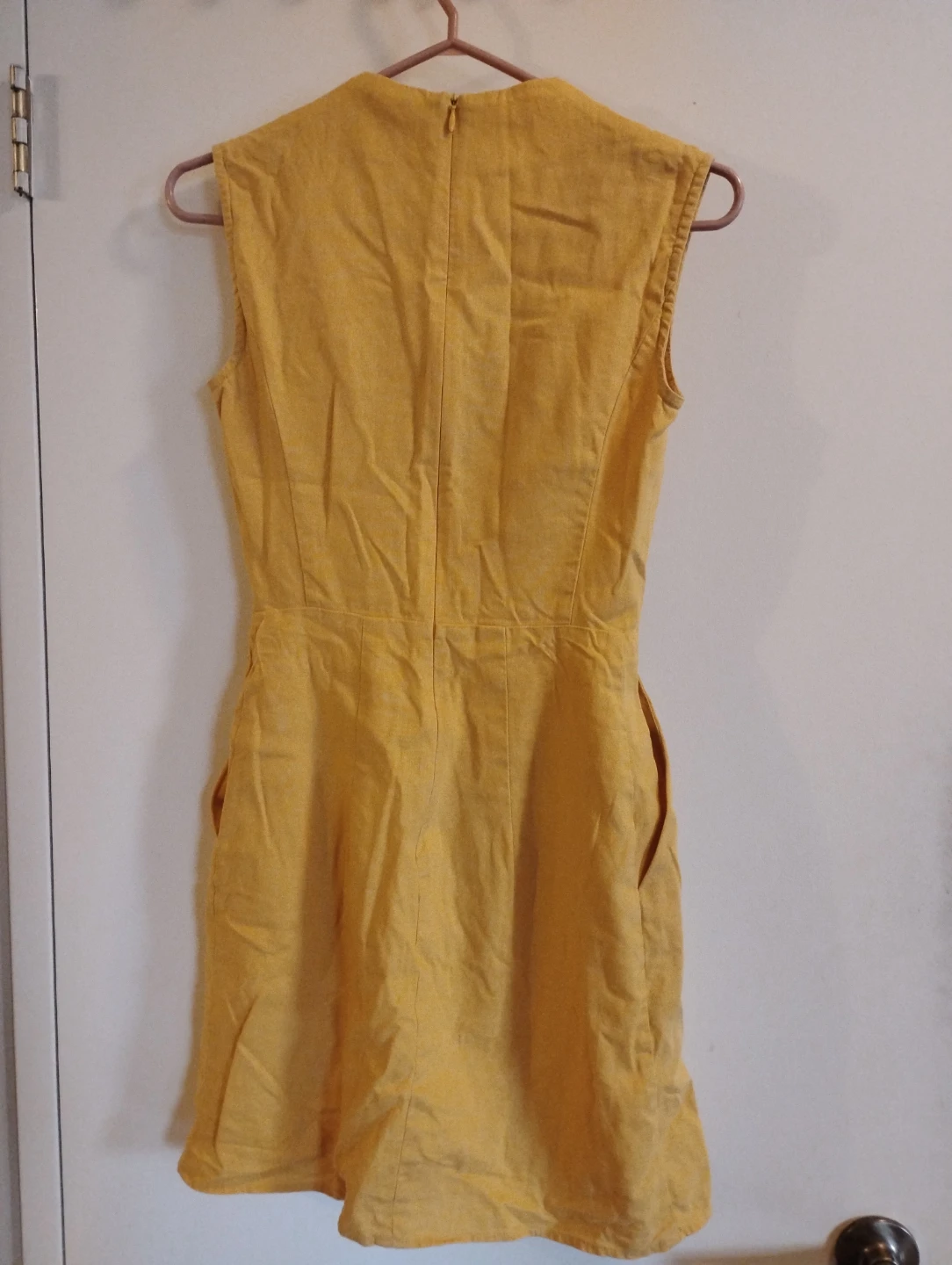 Sunflower Yellow Linen Fitted Dress XS - photo 4