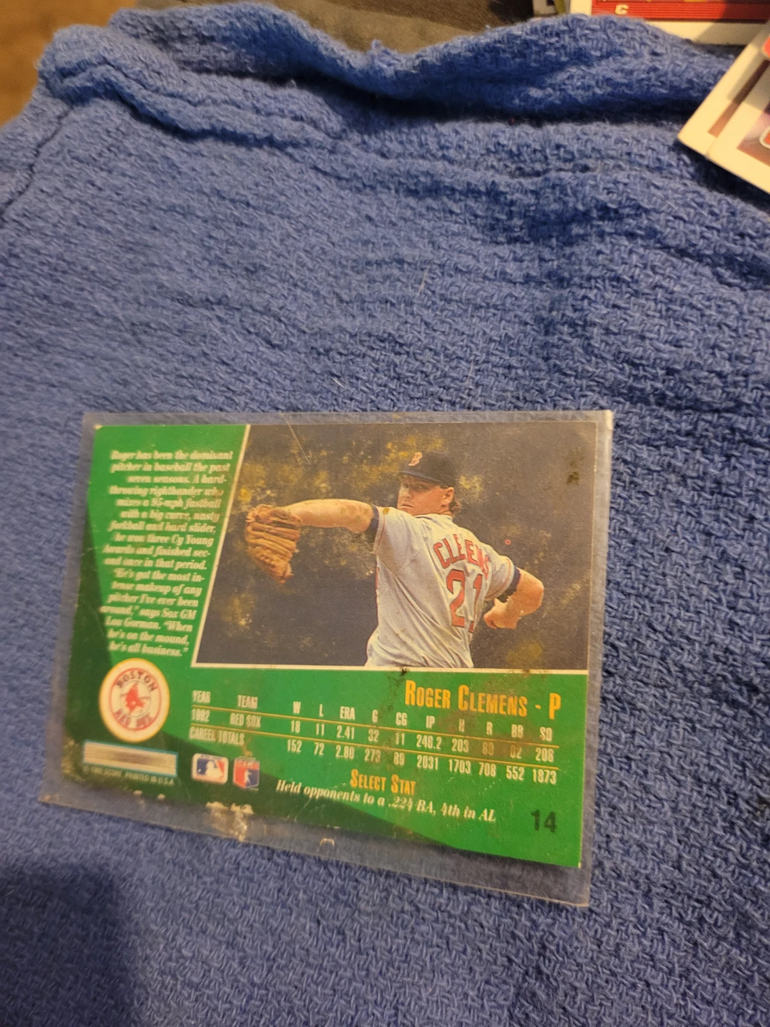 1992 Score Select Roger Clemens Baseball Card - photo 3