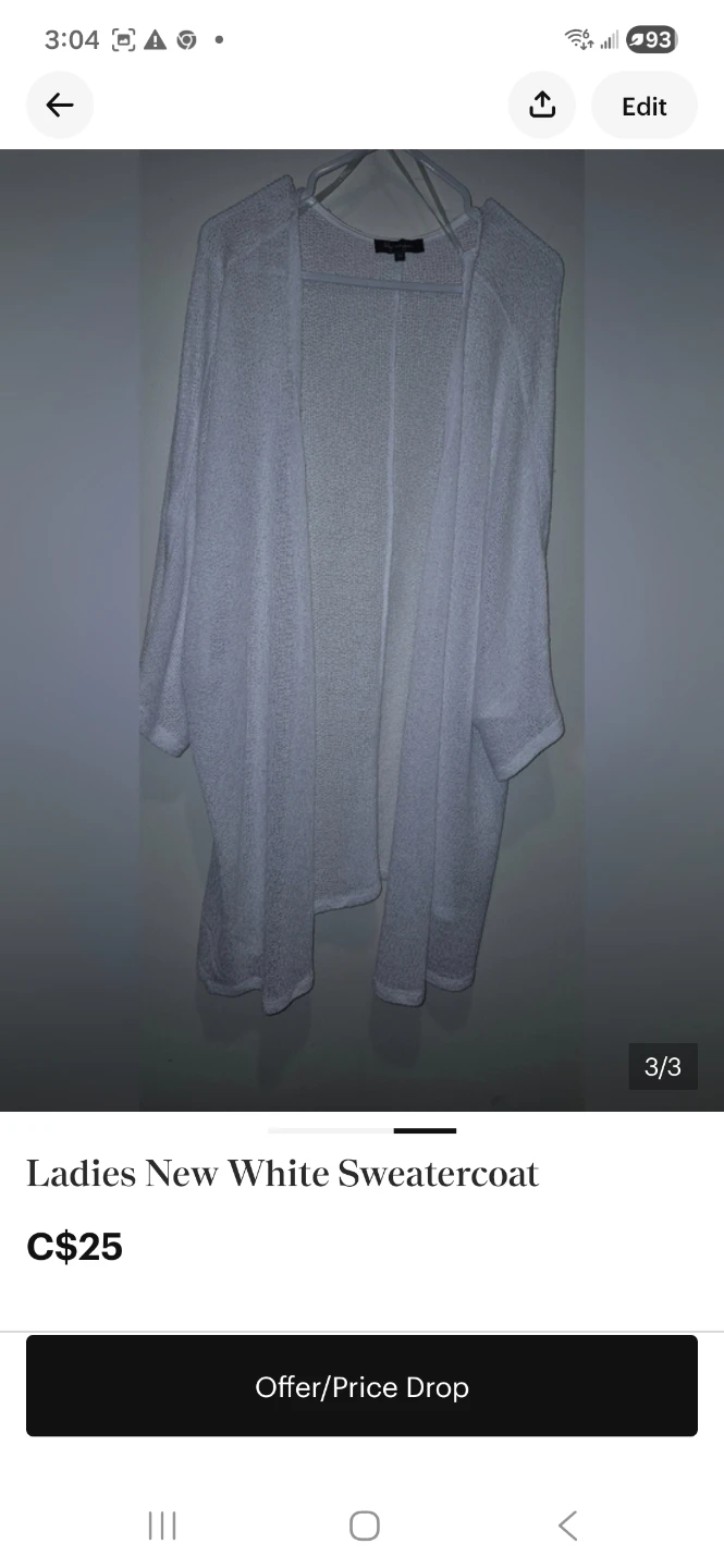 Lily Morgan Ladies 3X White Sweatercoat