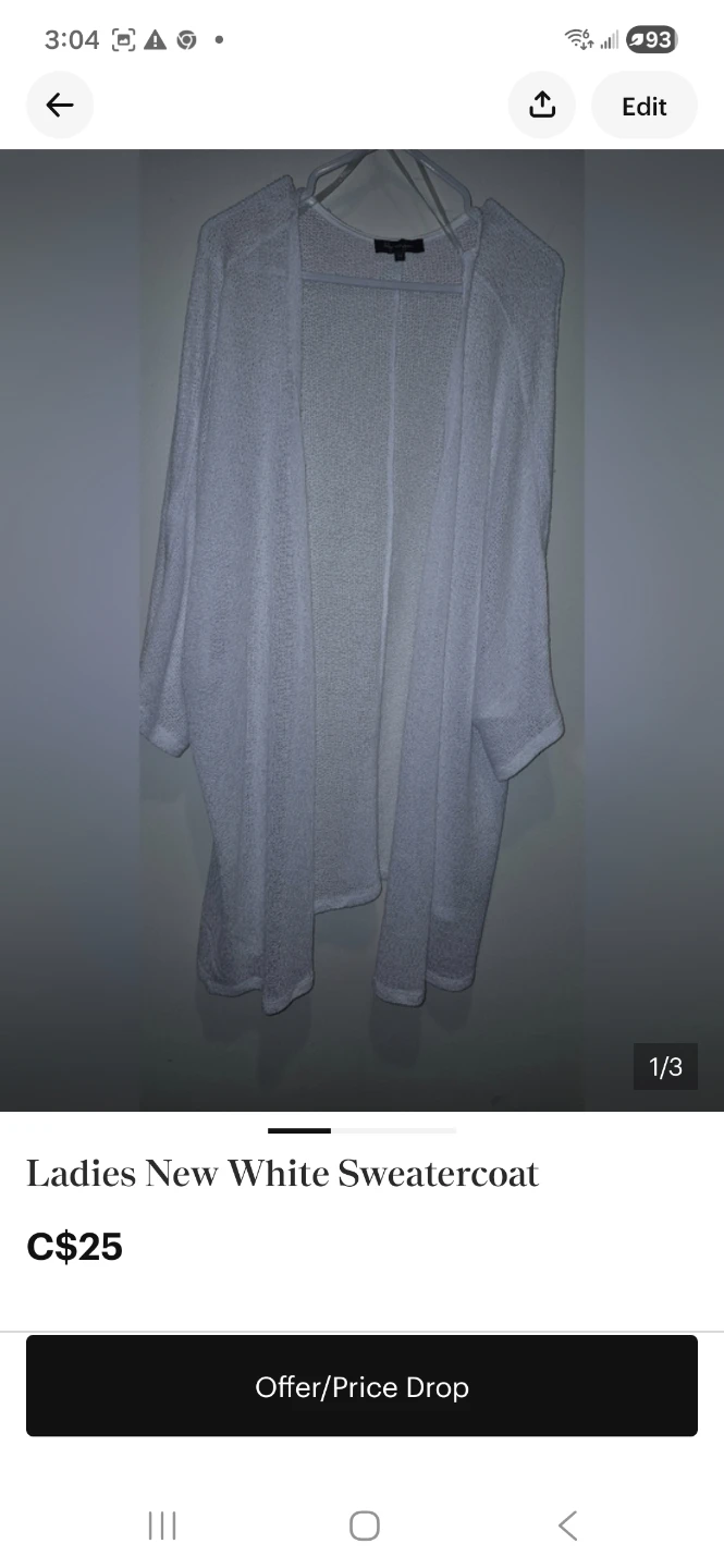 Lily Morgan Ladies 3X White Sweatercoat - photo 3