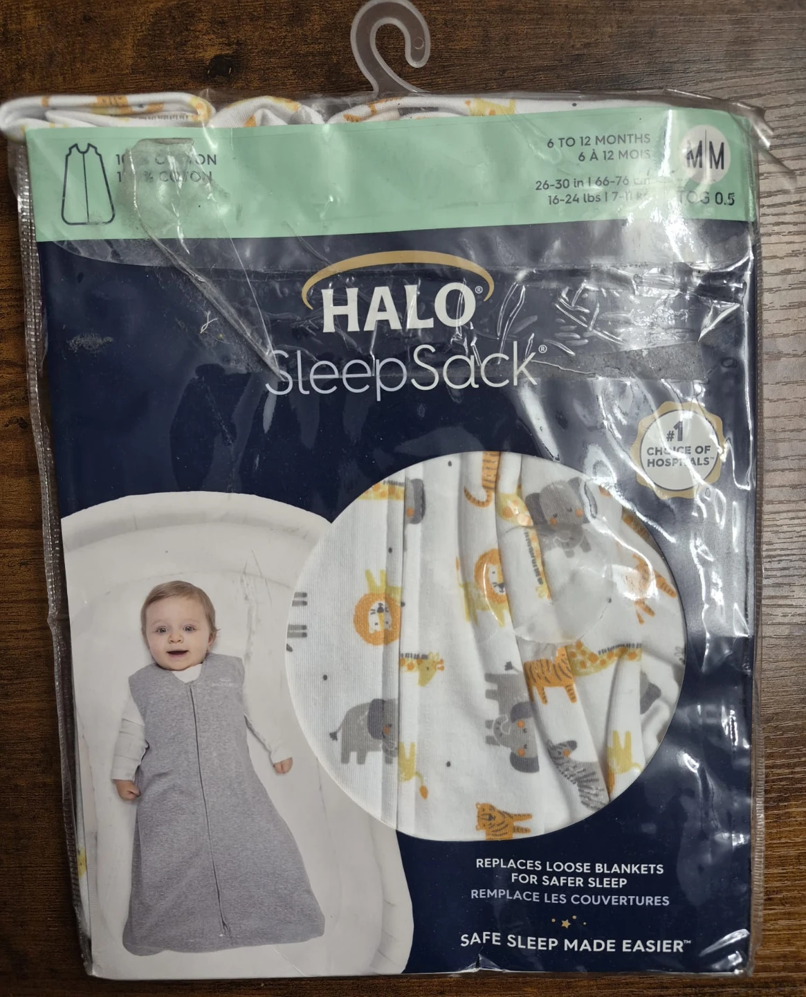 HALO SleepSack Wearable Blanket - White Animal Print - Medium - photo 4