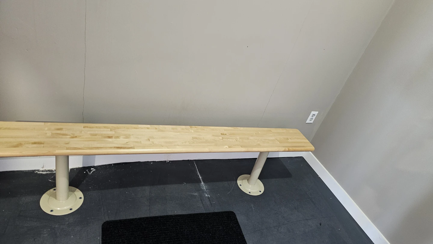 Wooden Bench with Metal Legs