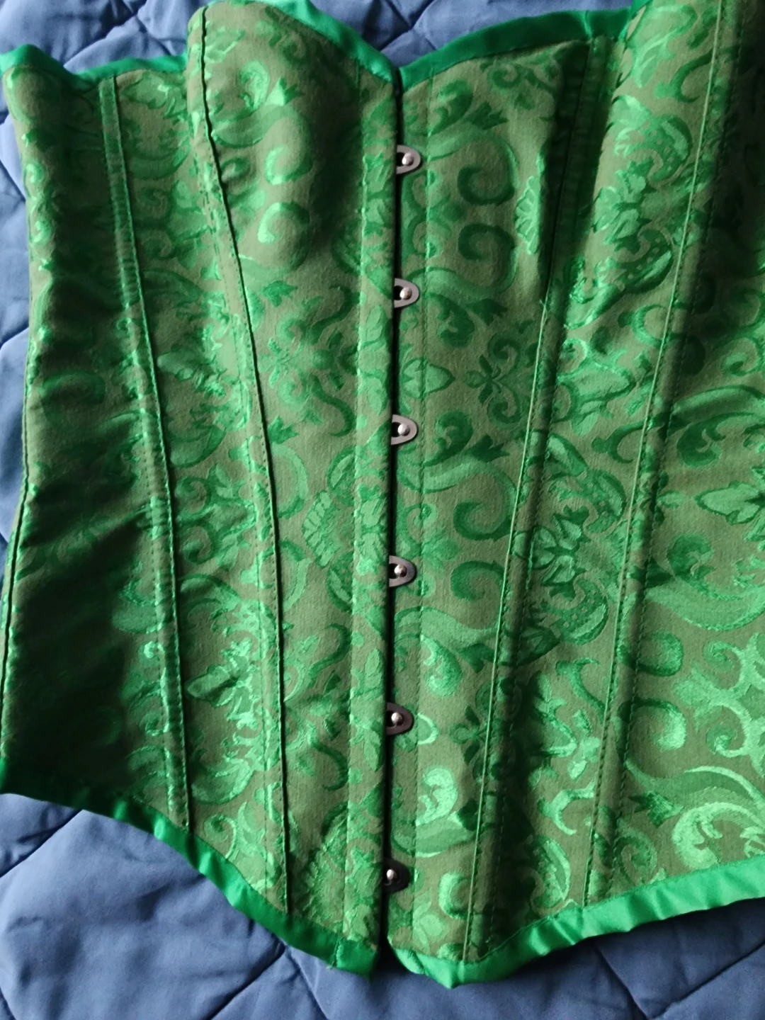 Bslingerie Overbust Green Floral Brocade Jacquard Goth Corset - photo 2