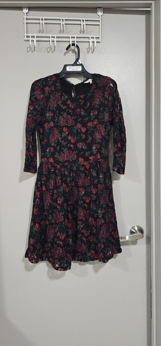 Clockhouse Black Rose Lace Dress - Size S