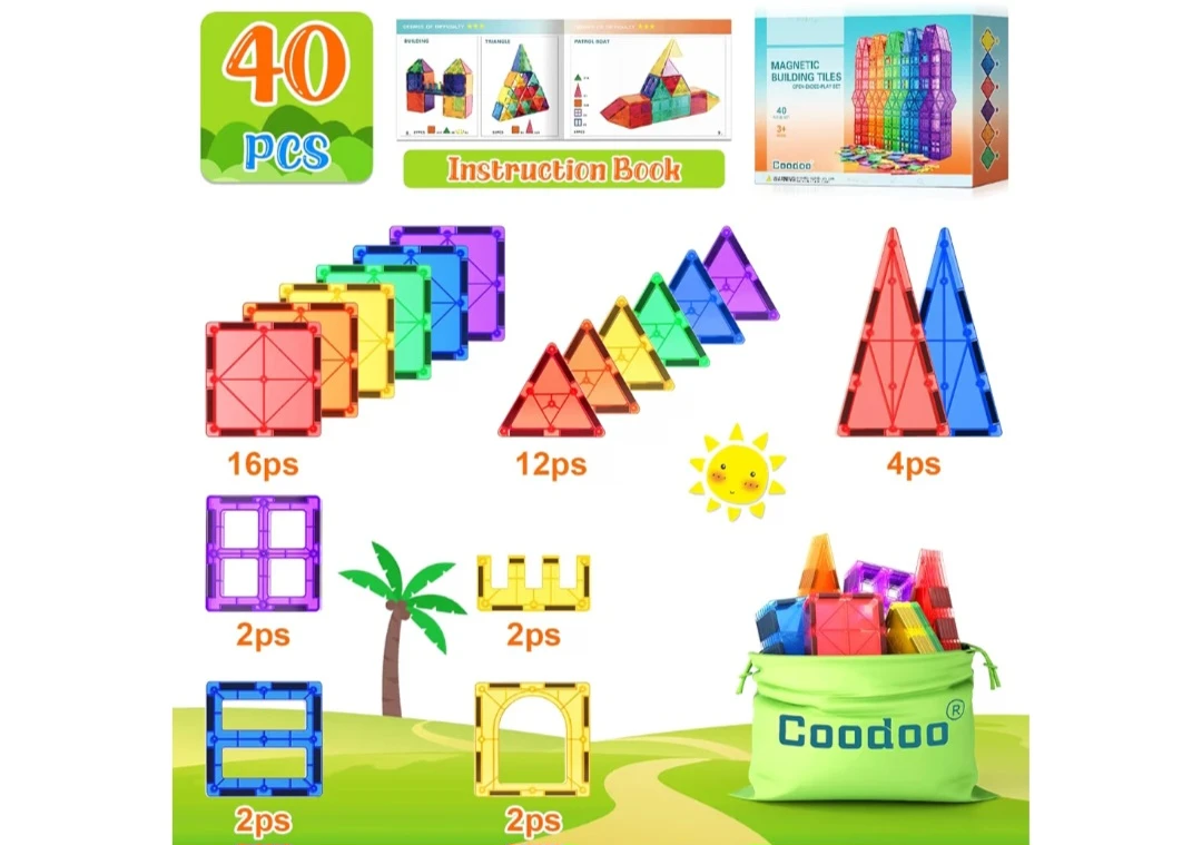 Coodoo Magnetic Building Tiles - 40 Piece Set - photo 2