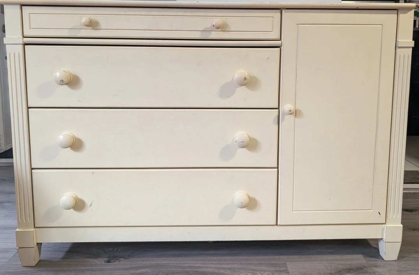 Cream Dresser with Cabinet