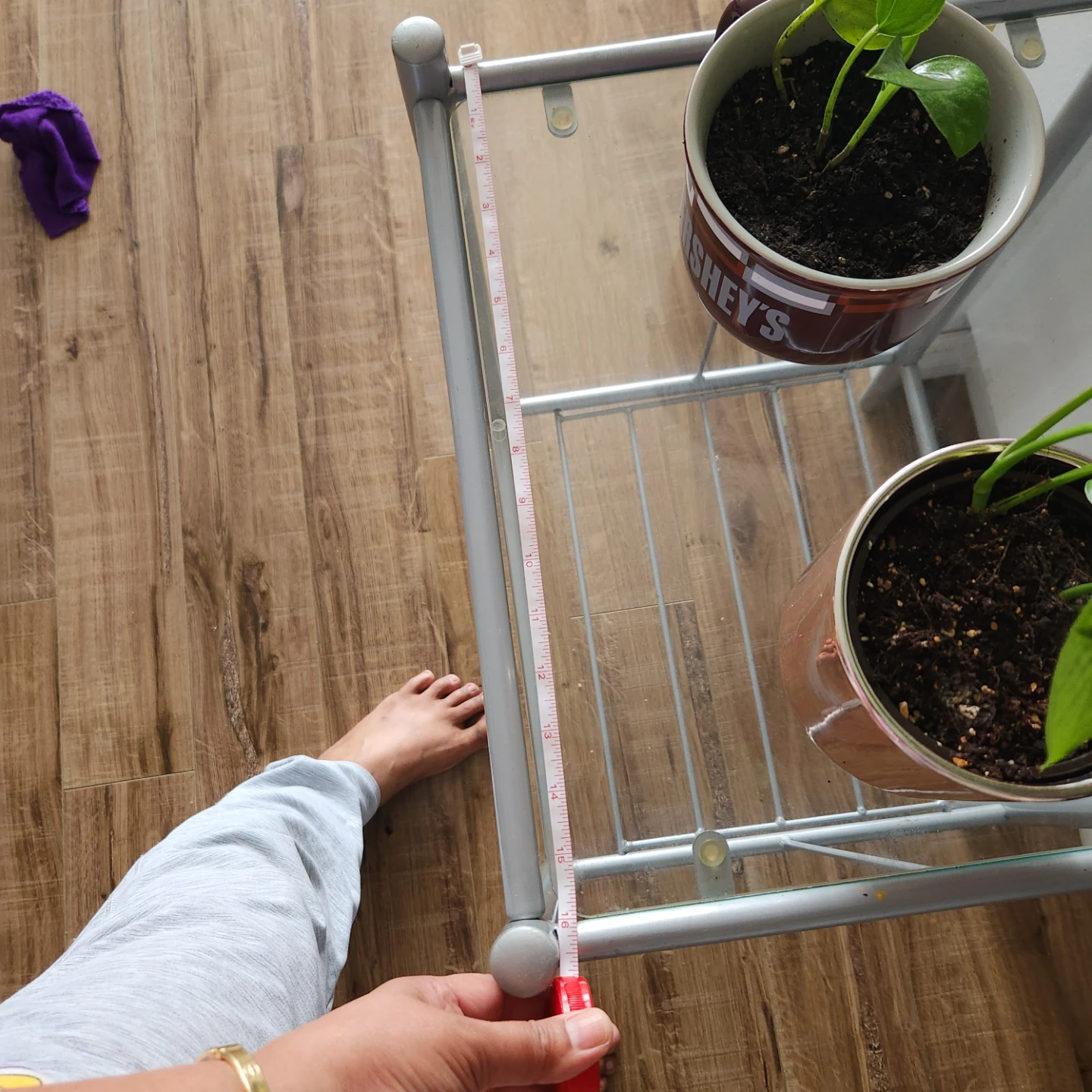 Glass top side table with metal frame - photo 5