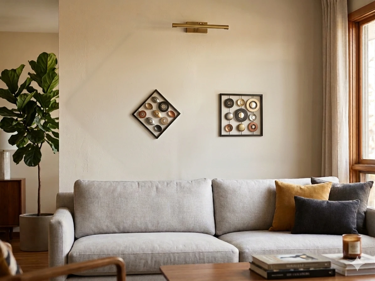 Set of 2 Geometric Metal Wall Art – Mirrored Accents - photo 4