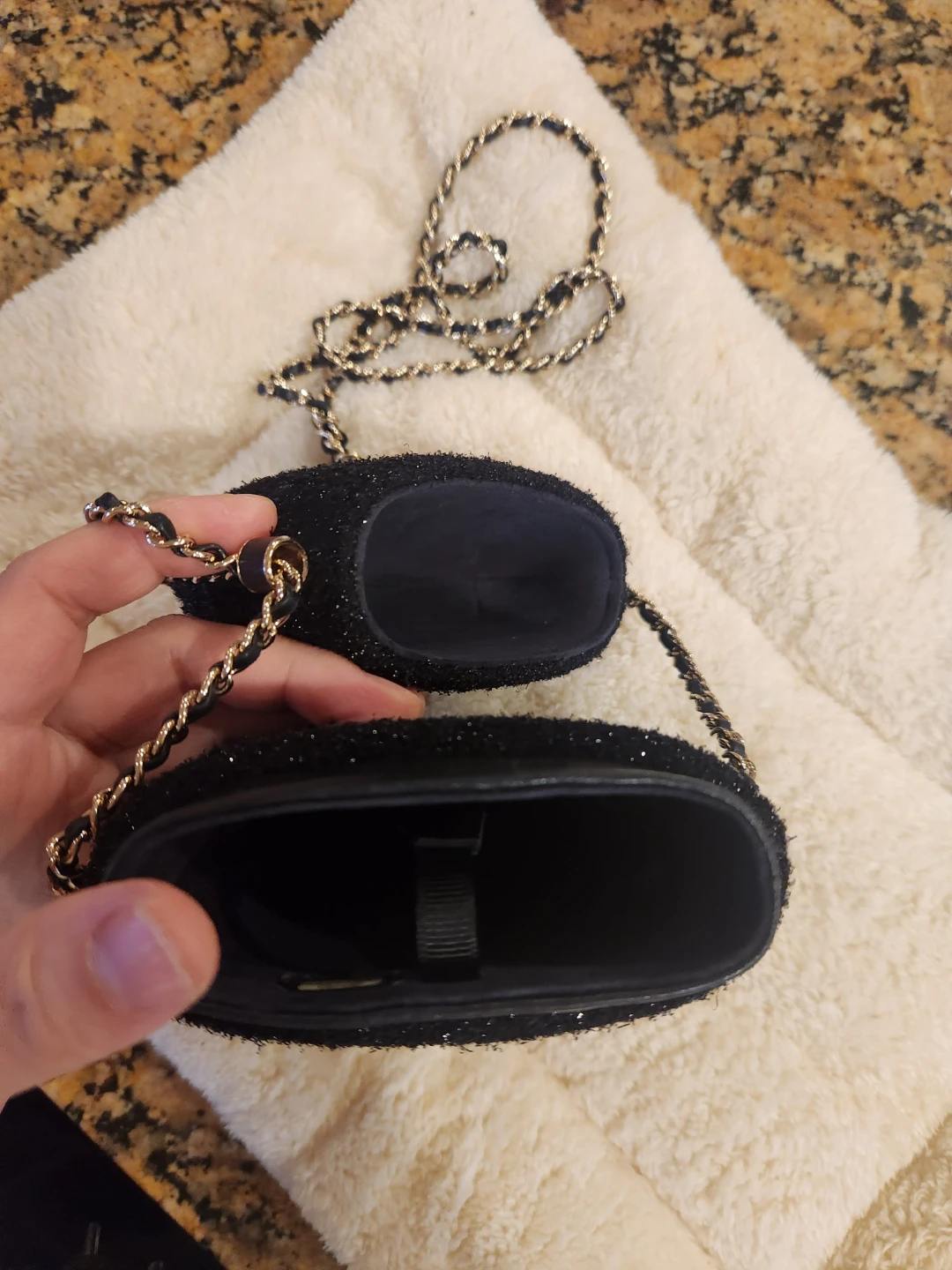 Chanel Black Tweed Phone Bag - photo 2