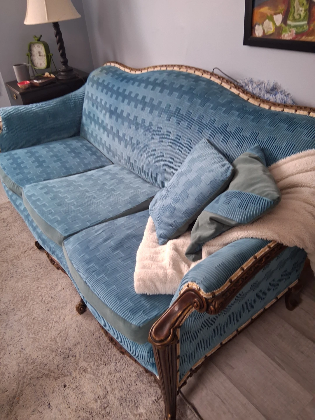 Antique Blue Sofa and Armchair Set - photo 4