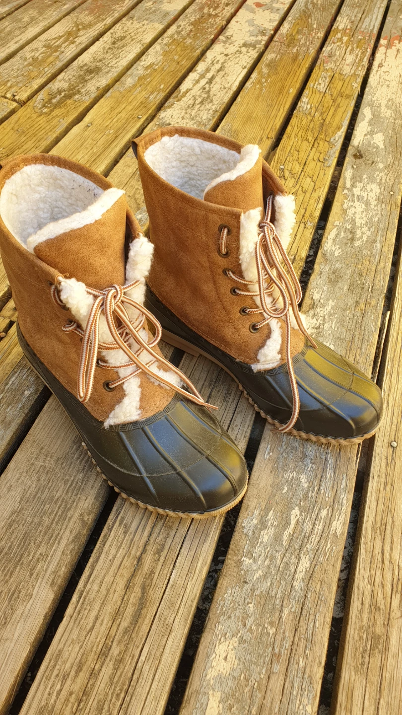 Brown Faux Suede & Rubber Duck Boots - Size 8 - photo 3