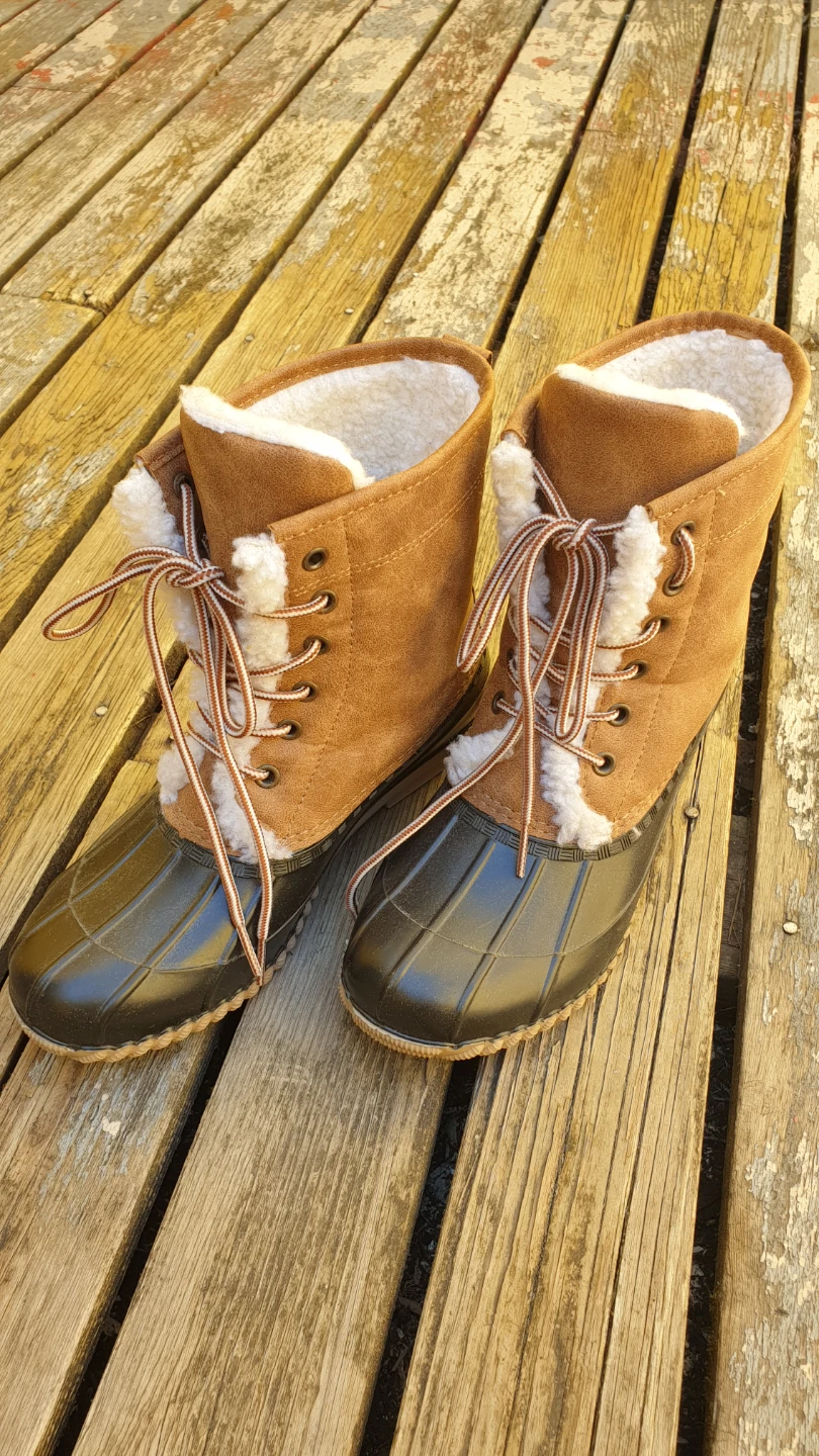 Brown Faux Suede & Rubber Duck Boots - Size 8 - photo 4