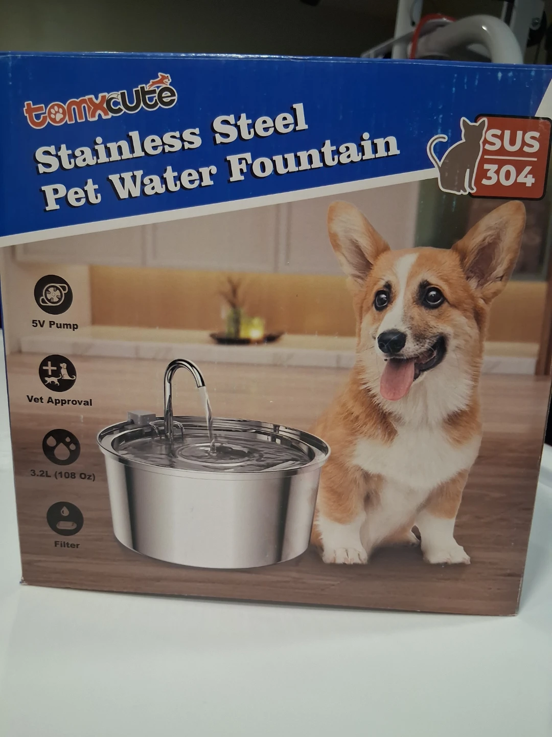 Tomxcute Stainless Steel Pet Water Fountain 3.2L - photo 2