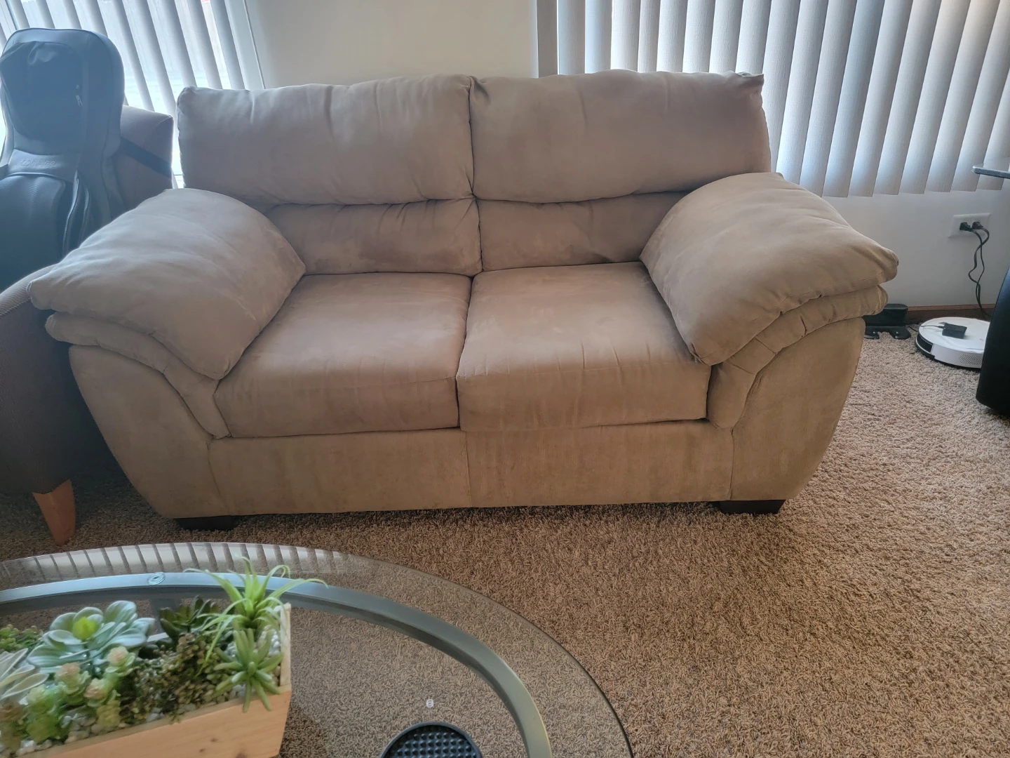 Light Brown Microfiber Loveseat Sofa - photo 4