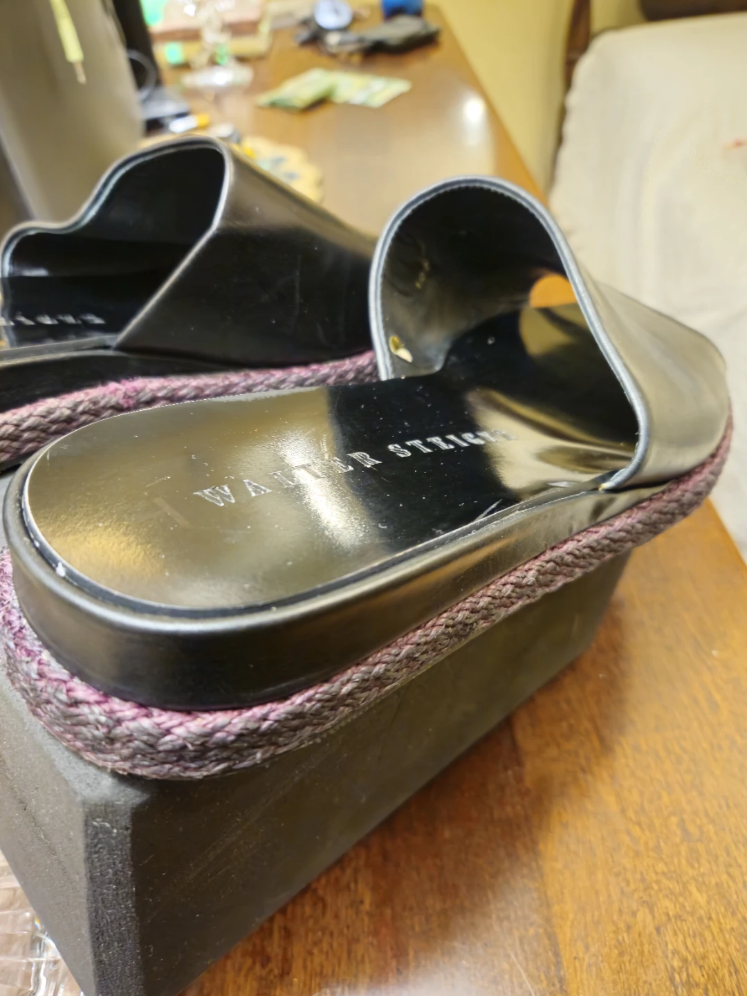 Walter Steiger Black Leather Wedge Mules - photo 4