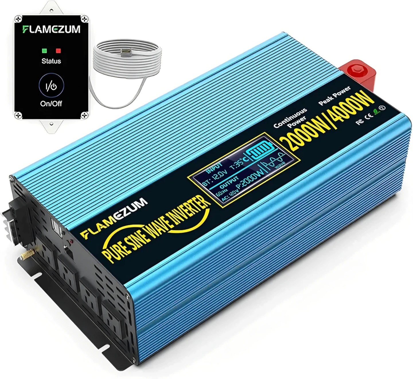 FLAMEZUM Pure Sine Wave Inverter 2000W/4000W