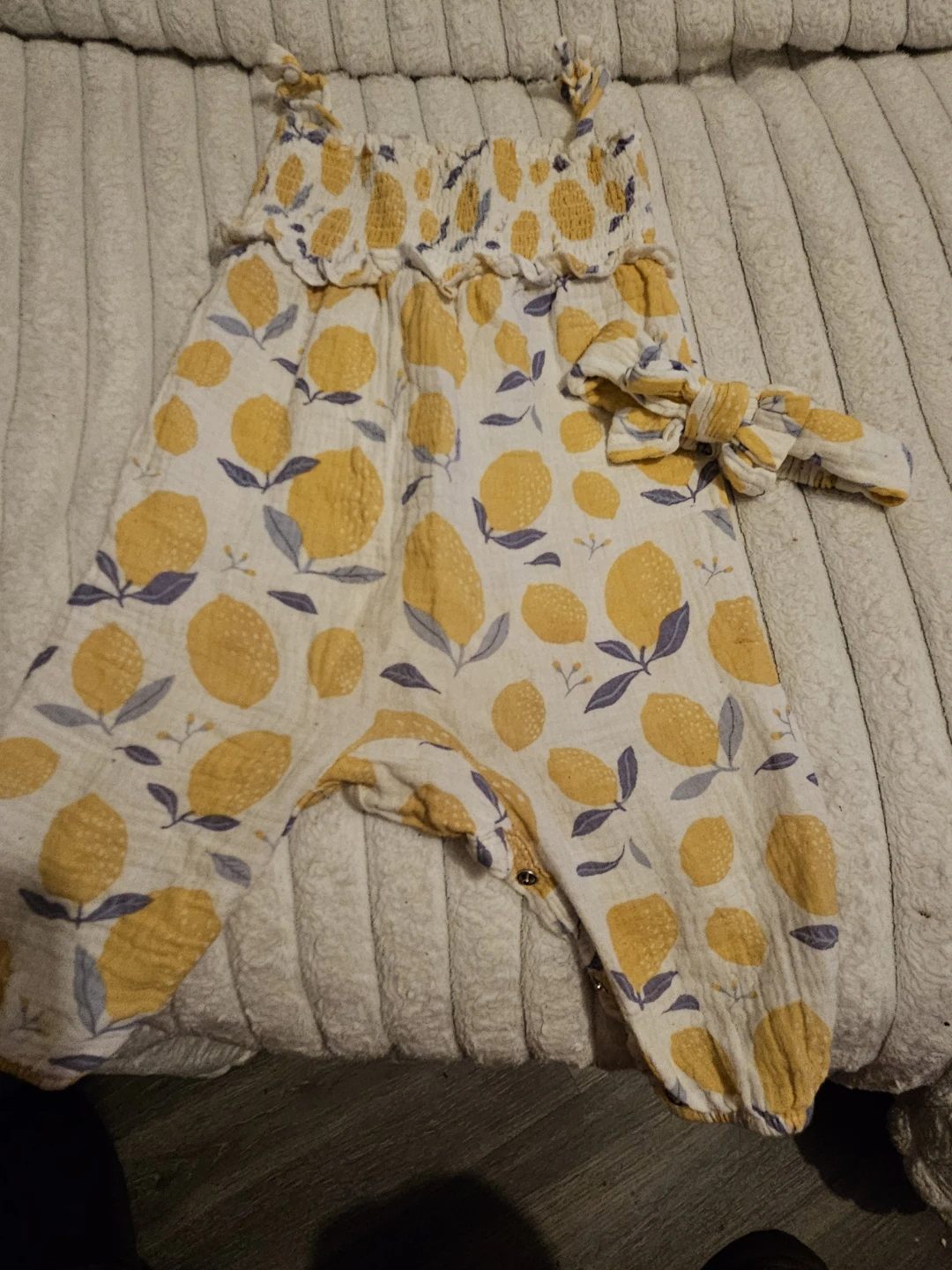 Baby Lemon Print Romper with Headband