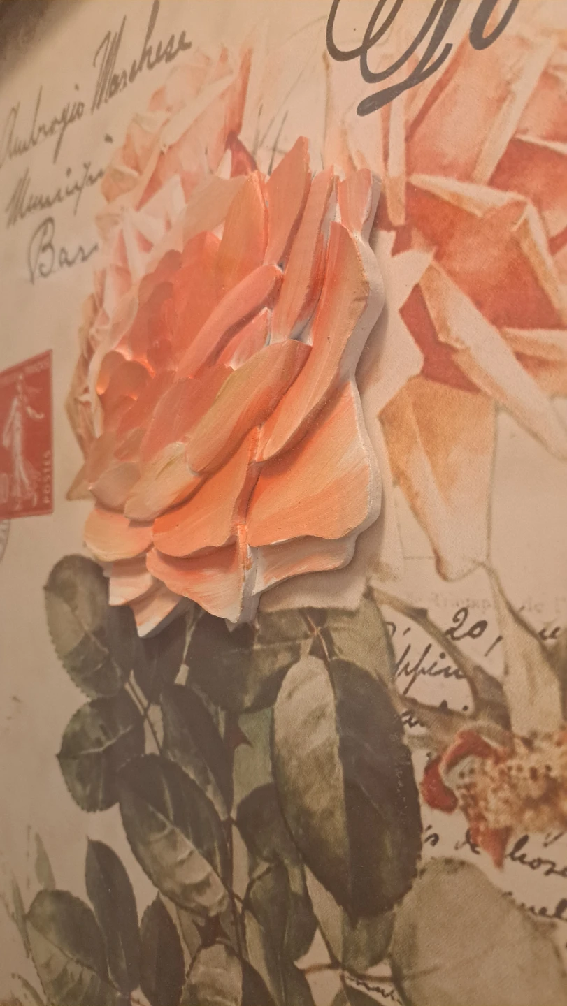 Framed Rose Art Print with 3D Flower Accent - photo 2