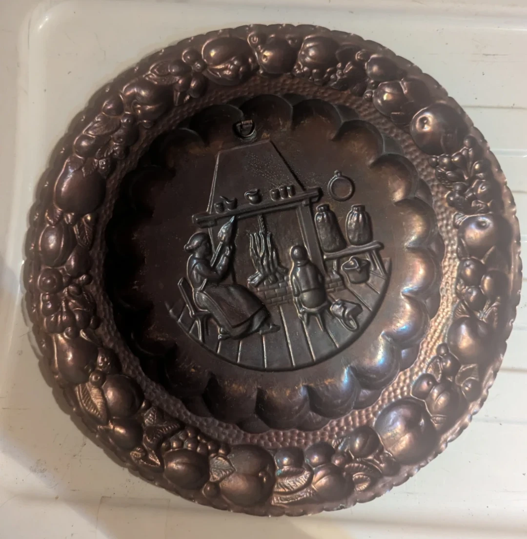 Vintage Copper Wall Plate with Embossed Scene - photo 2