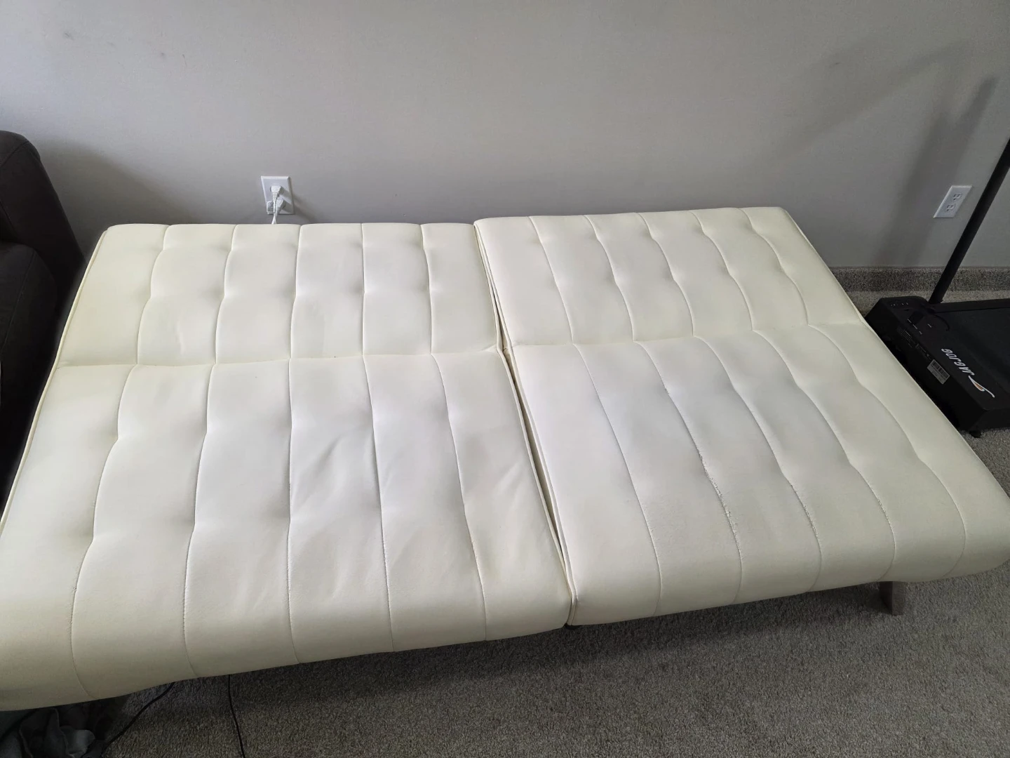 White Faux Leather Loveseat / Futon - photo 2