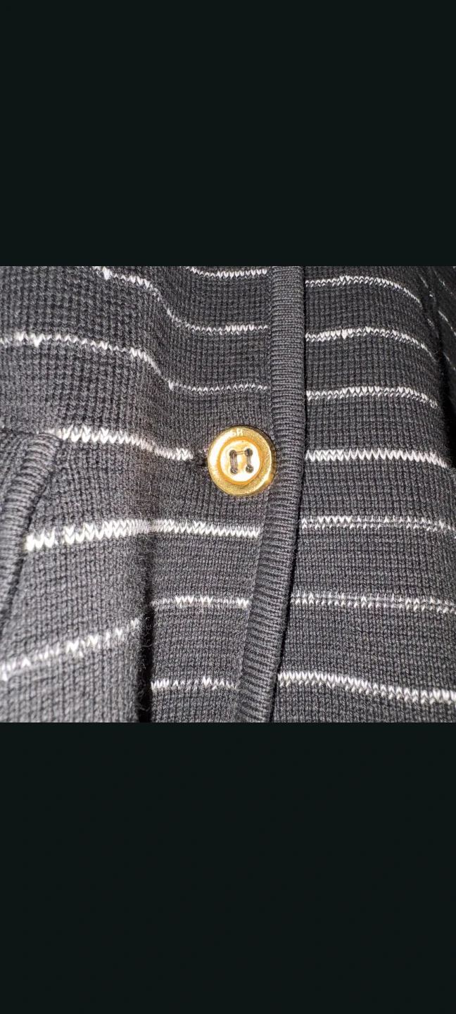 Sonia Rykiel Paris Black & White Striped Knit Cardigan - Size 40 - photo 5