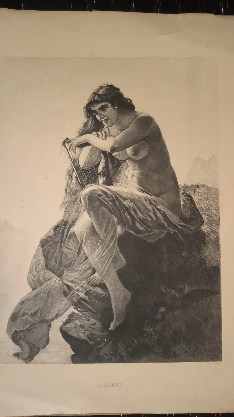 Antique Art Print "Loreley" by W. Kray