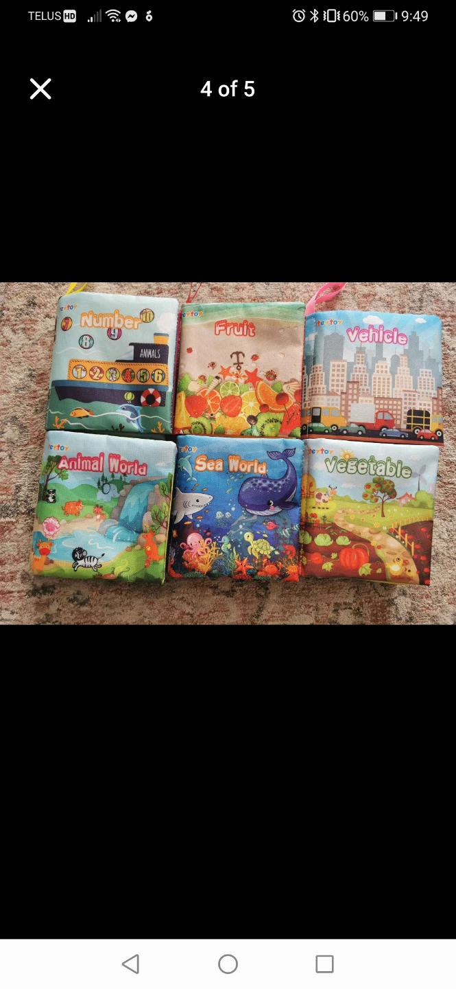 Set of 6 "texto" Cloth Activity Books for Babies