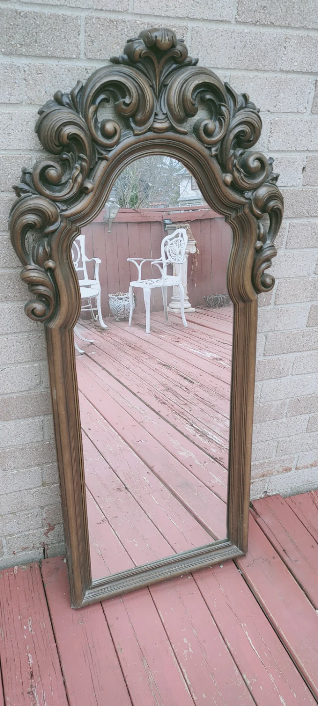 Ornate Carved Wood Framed Mirror
