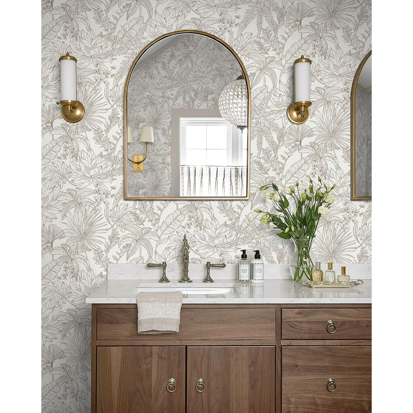 Guvana Peel and Stick Wallpaper Floral Leaf Brown 17.3"x78.7" - photo 5