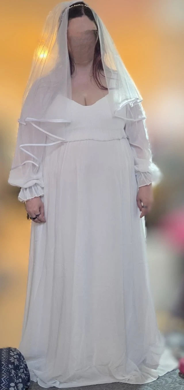 White Wedding Dress with Veil