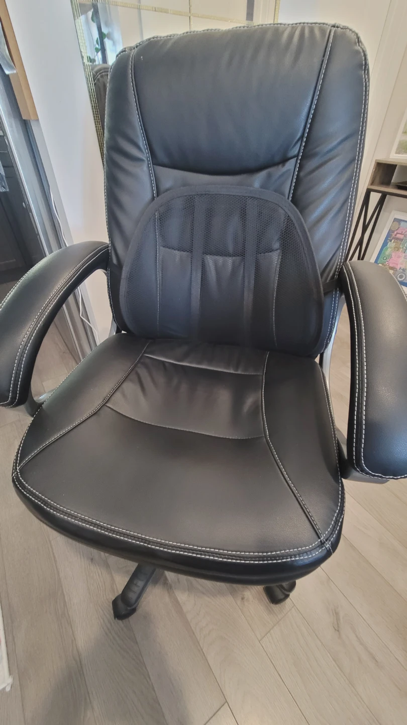 Black Faux Leather Office Chair with Lumbar Support