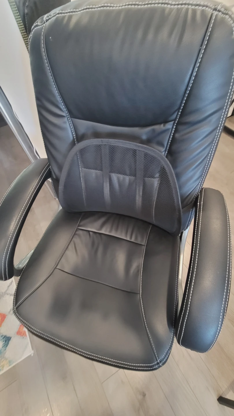 Black Faux Leather Office Chair with Lumbar Support - photo 2